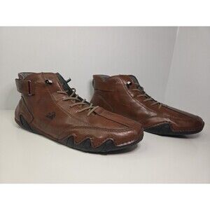 NWOB Australian L DECK Men's Rich Brown Leather Hiking Mid Top shoes Sz EU 43